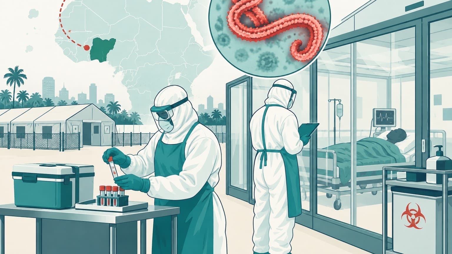 Illustration: Ebola isolation unit Nigeria health workers